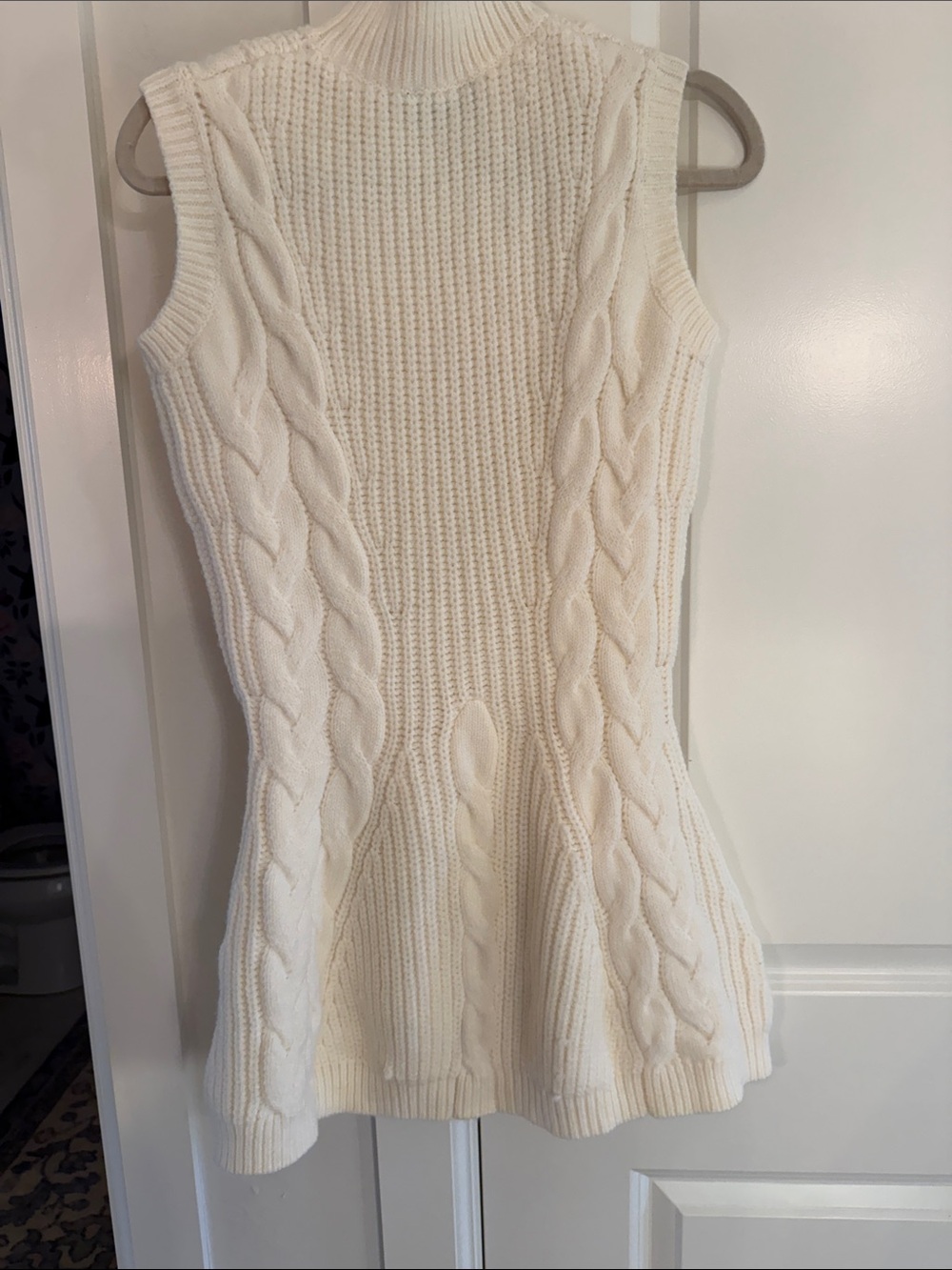 Vici Sleeveless Cable-Knit Mock Neck Sweater Dress - Cream small - Picture 6 of 6